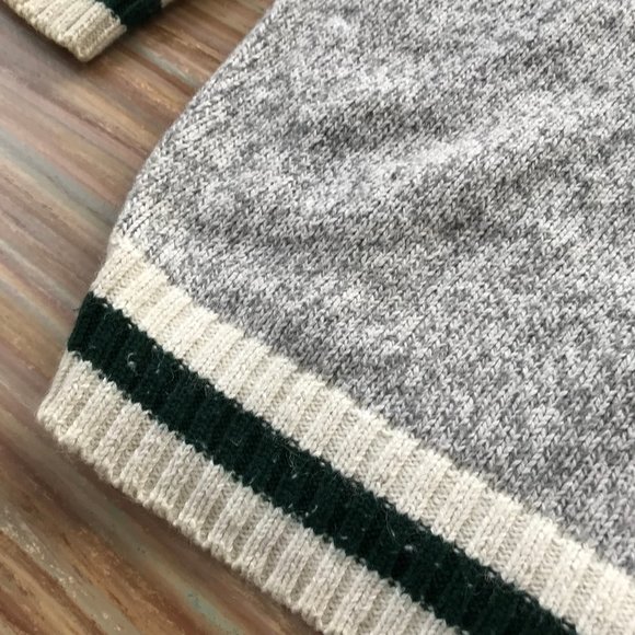 Northern Elements Grey Heather & Green Wool Blend Pullover Sweater XXL Vtg Cabin - Picture 3 of 7